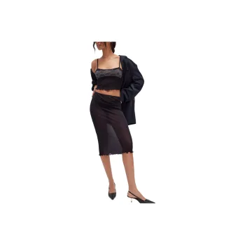 FREE PEOPLE Girl Can't Help It Slip Set Skirt Set Women's Black Combo/Black Combo