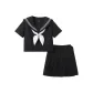 Short-Sleeved Top+42A Skirt Clothing Set (Includes White Goldfish Bow)