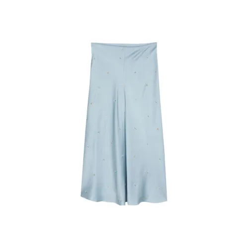 Anna October Bead detailed Satined Midi Skirt