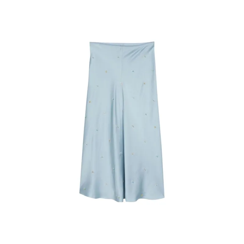 Anna October Bead detailed Satined Midi Skirt-0