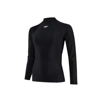 Speedo Women's Long Sleeved Sun Protection Top Black/White Two-Piece Swimsuits Women's Black