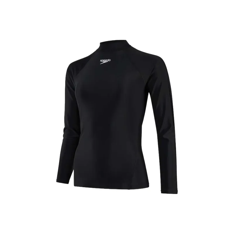 Speedo Women's Long Sleeved Sun Protection Top Black/White Two-Piece Swimsuits Women's Black-0