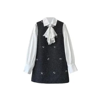TASTILY Skirt Set Women's White Gray