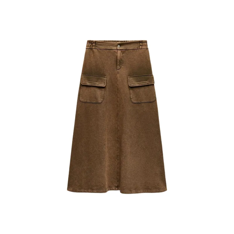 ZARA Casual Long Skirt Women's Brown-0