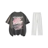 Clothing Sets (Dark Gray T-Shirt+White Heather Gray Casual Pants)