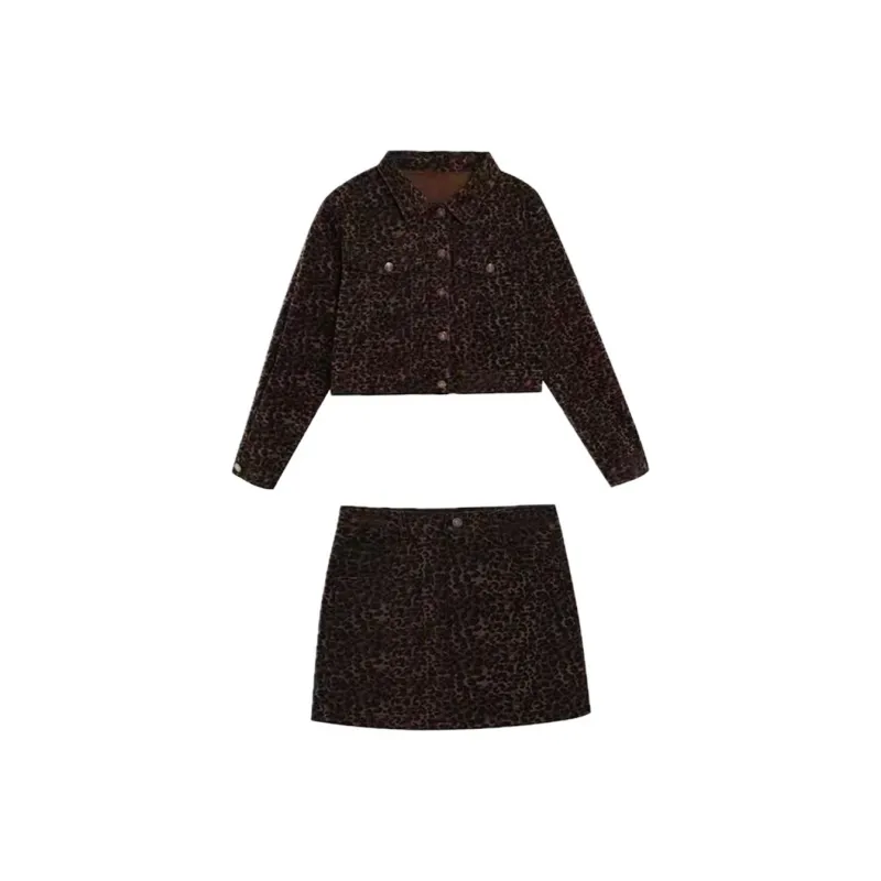 COVT Skirt Set Women's Leopard Print-0