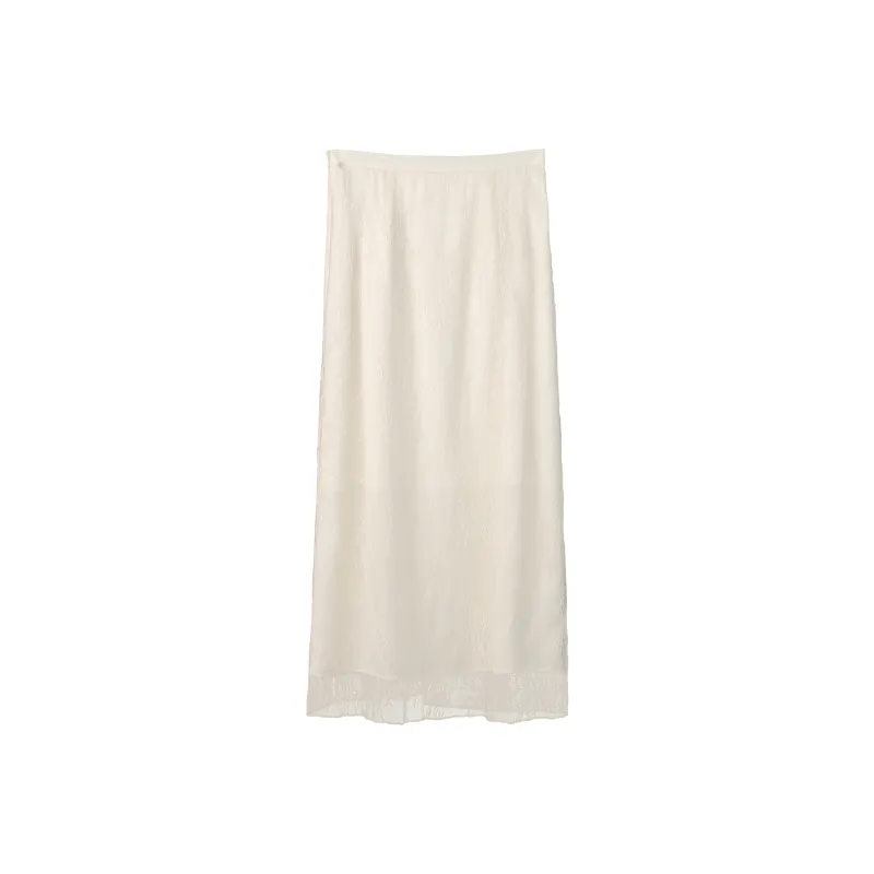 Fstudio Lace Half Length Long Skirt Women's Beige-0