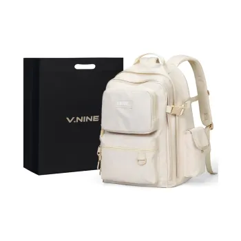 V.NINE Fabric Backpack Large Size Unisex Khaki/Obsidian Black