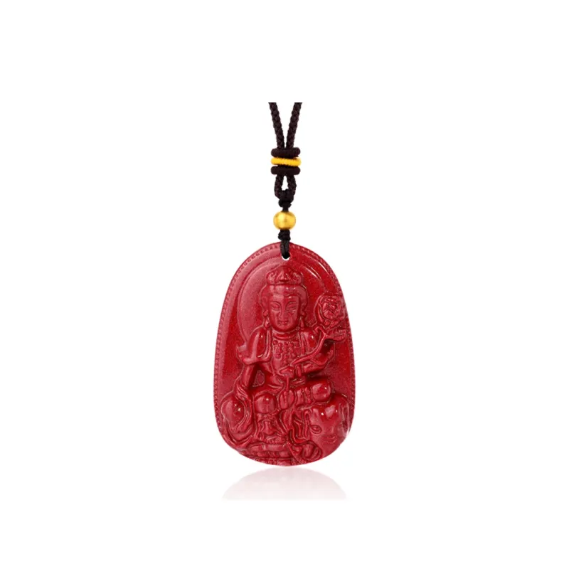 JINLIUFUJIXIANG Reconstructed Cinnabar Necklaces Unisex-31