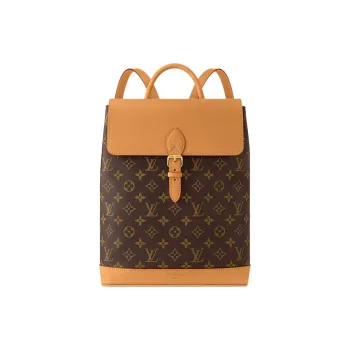 LOUIS VUITTON Soho Coated Canvas Backpack Medium Size Women's Dark Brown & Yellow Brown