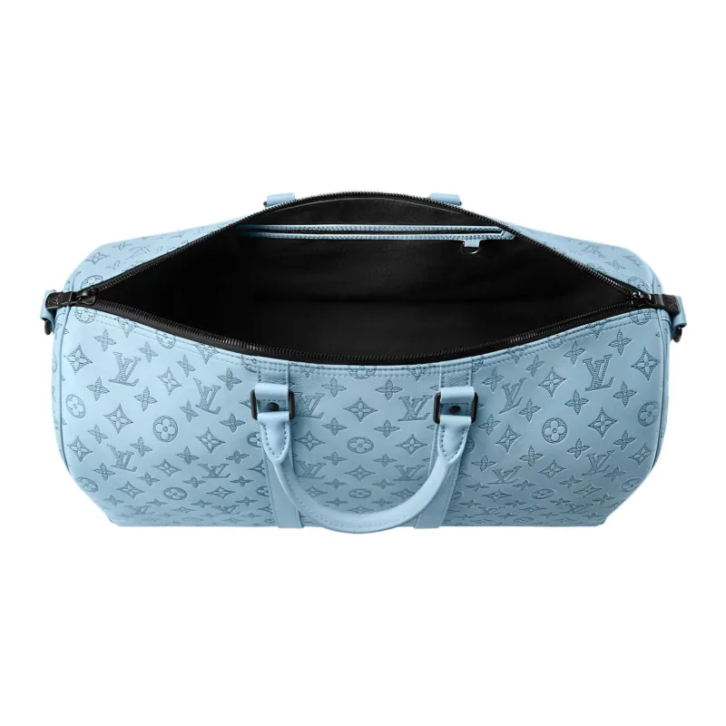LOUIS VUITTON Embossed Calfskin Travel Bag Unisex Blue-7