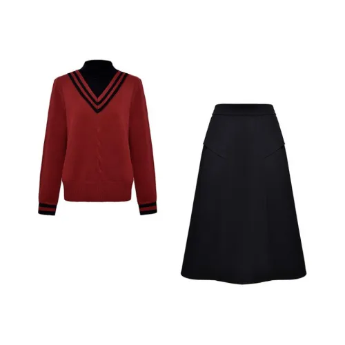 DIFFIE RIEGER Skirt Set Women's Classic Red