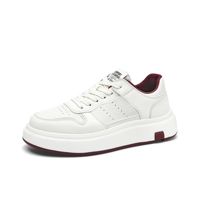 AOKANG Air Force One Series Skateboard Shoes Men Low Top White Red, White Brown-25