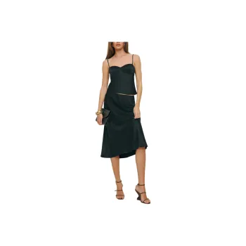 REFORMATION Sia Silk Two Piece Skirt Set Women's Black