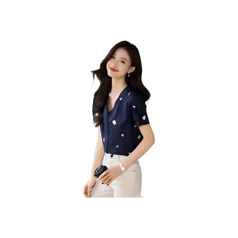 Mo Han Yi Mei Shirt Women's Navy Blue-0