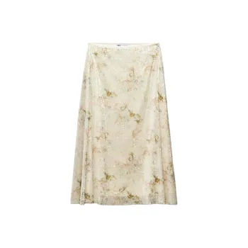 ZARA Casual Long Skirts Women's Natural Color/Yellow