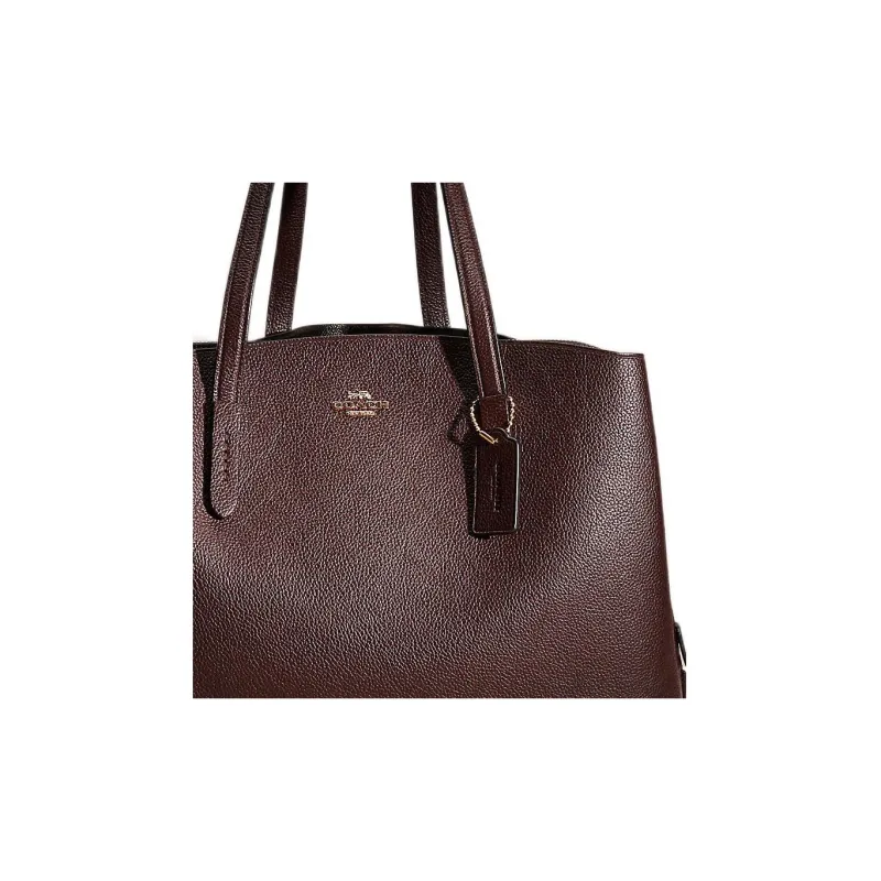 COACH Charlie Pebbled Leather Tote Bag Shopping Bag Shoulder Bag Handbag Large Size Women's Dark Brown-1