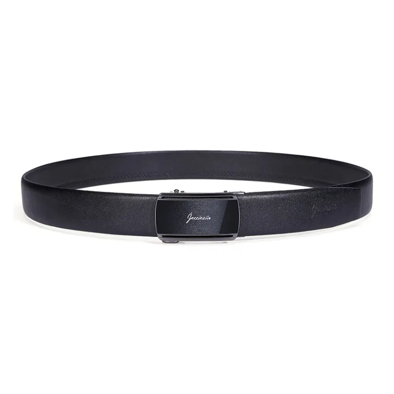 Jeccieziio Cow Leather Belts Men's Gunmetal Width 3.5CM, Free Greeting Card Writing, Photo Printing-4