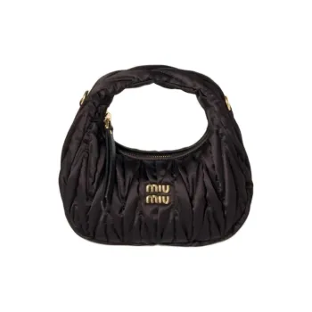 MIU MIU Wander Series Silk One Shoulder Handbag Mini Women's Black