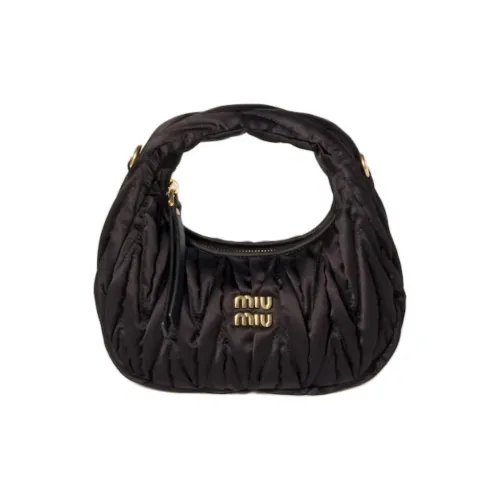MIU MIU Wander Series Silk One Shoulder Handbag Mini Women's Black