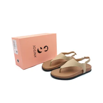 JOSINY Leather Patchwork Abrasion Resistant Slip Resistant Quick Dry Flip Flops Women's Camel