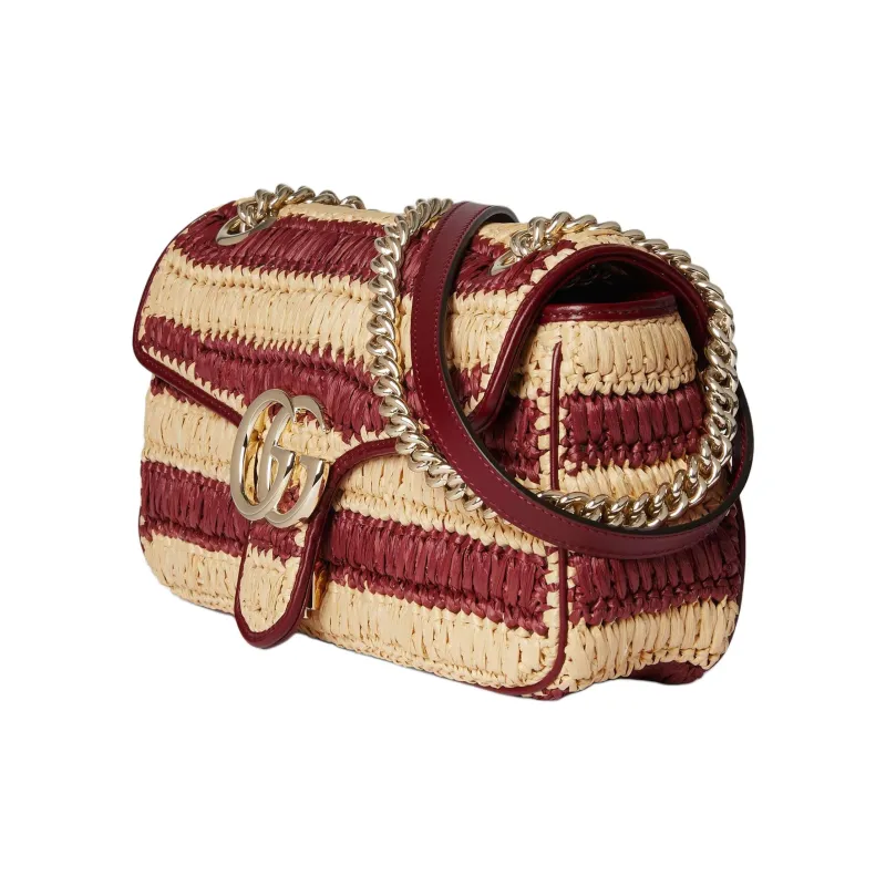 GUCCI GG Marmont Viscose Shoulder Bag Medium Size Women's Red & Beige-1