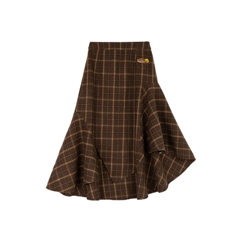 B.Duck Casual Long Skirt Women's Brown-0