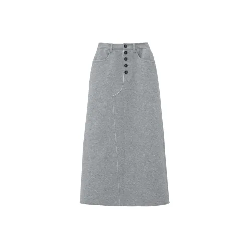 Fstudio Casual Long Skirts Women's Gray White