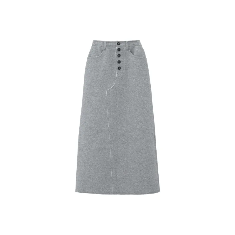 Fstudio Casual Long Skirts Women's Gray White-0