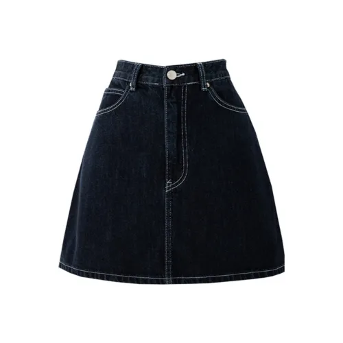 SOON FLOWER Denim Short Skirts Women's Dark Blue