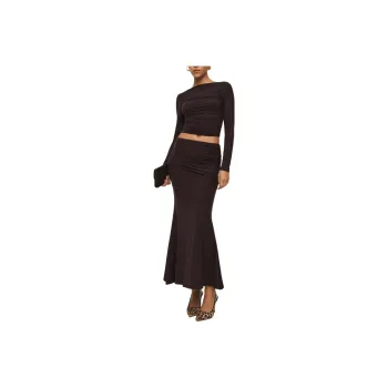 REFORMATION Emi Knit Two Piece Skirt Set Women's Blackcurrant