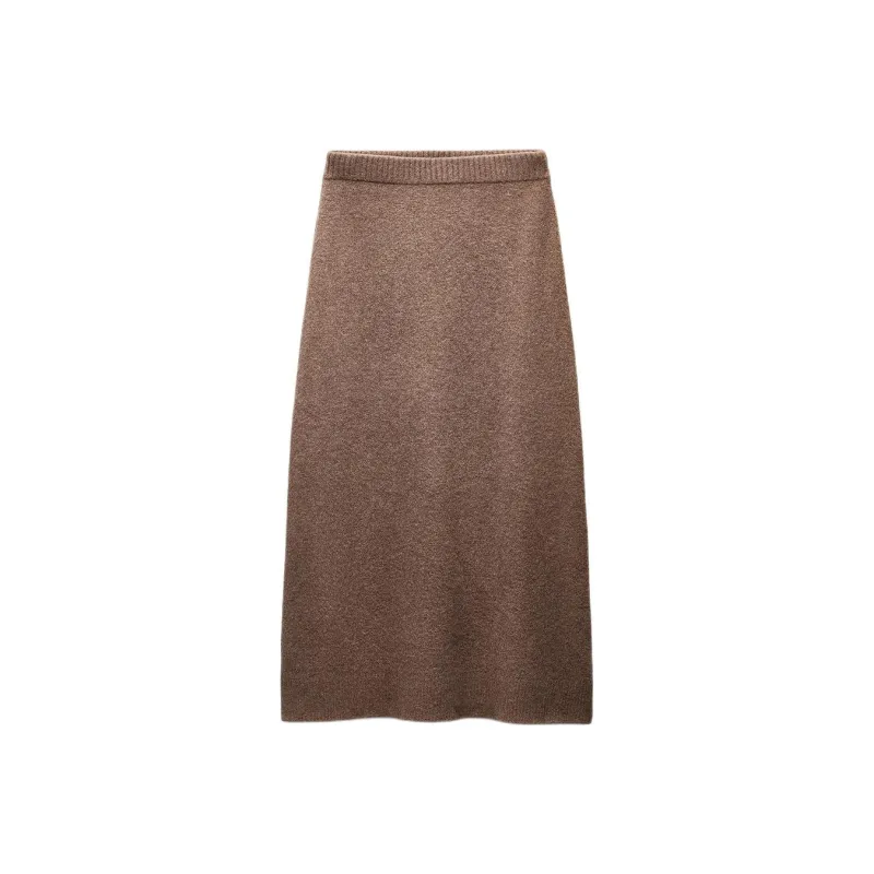 ZARA Casual Long Skirts Women's Marnded Mink-0
