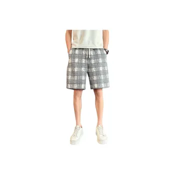 GLFL Casual Shorts Unisex Black White Plaid