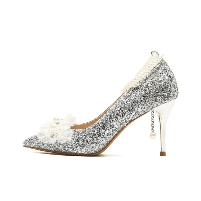 City camel High Heels Women's Champagne, Silver, Black-4