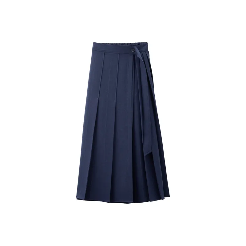 UNIQLO Casual Long Skirt Women's Floral Blue-0