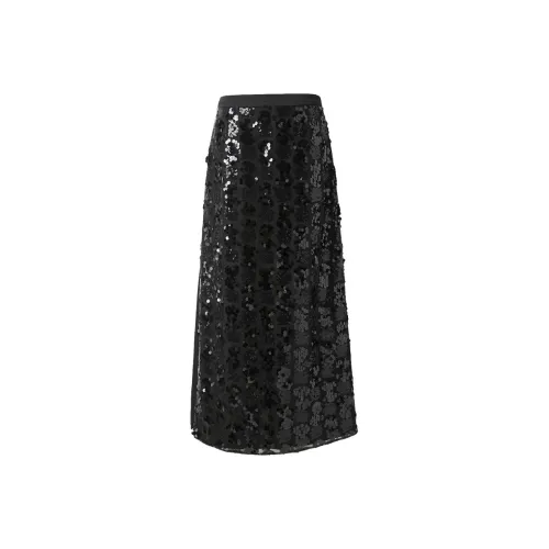 3COLOUR Casual Long Skirt Women's Classic Black