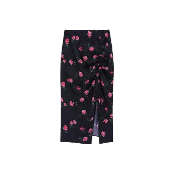 Bebe FW24 Casual Long Skirt Women's Black Pink Red