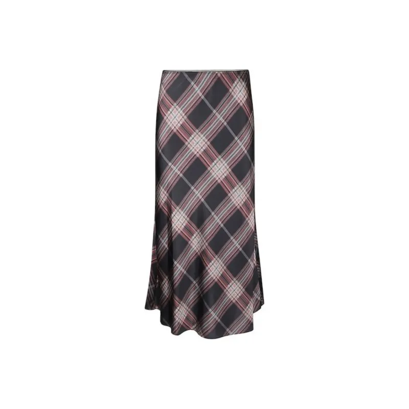 VINCE Plaid Shaped hem Midi Skirt-0