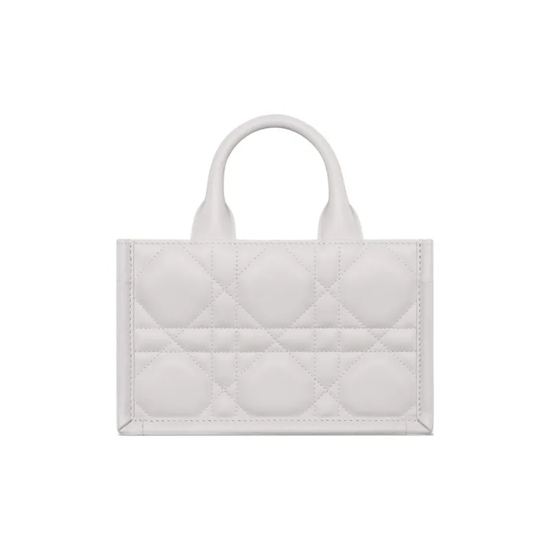 DIOR BookTote Calfskin Tote Handbag Mini Women's White-3