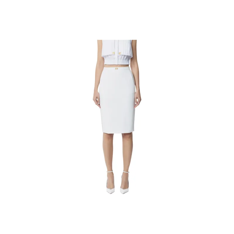 Elisabetta Franchi Logo Plaque Midi Pencil Skirt-0