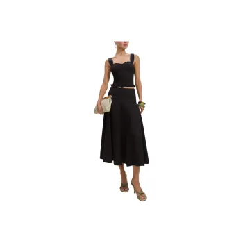 REFORMATION Anatolia Linen Two Piece Skirt Set Women's Black
