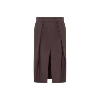 Victoria Beckham Pinstriped Front Slit Midi Skirt