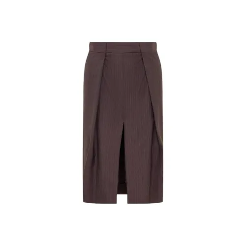 Victoria Beckham Pinstriped Front Slit Midi Skirt