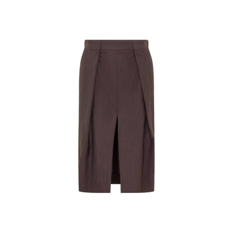 Victoria Beckham Pinstriped Front Slit Midi Skirt-0