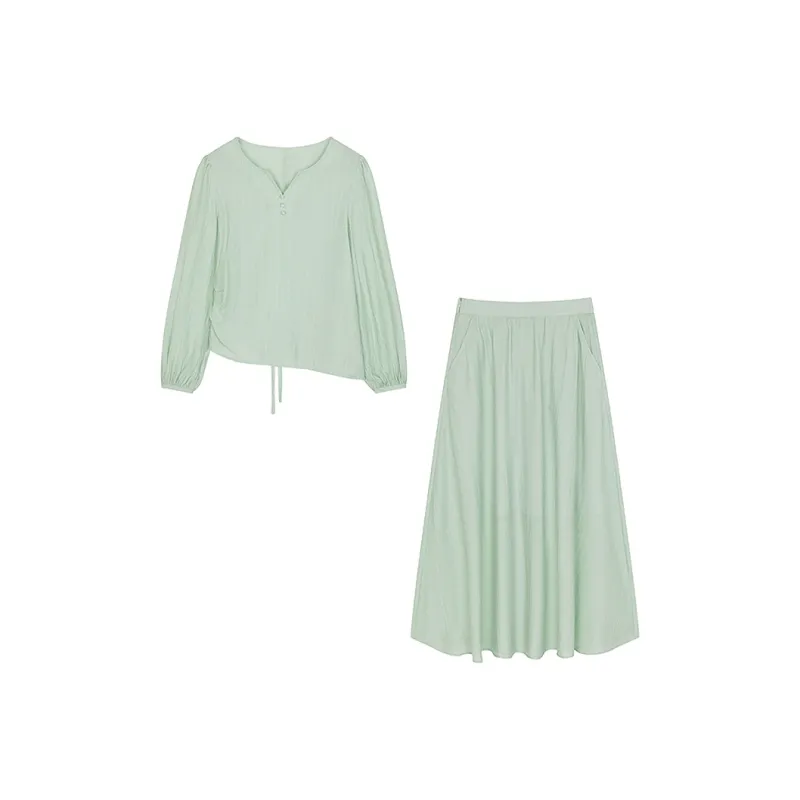 Mo Han Yi Mei Skirt Set Women's Green-0