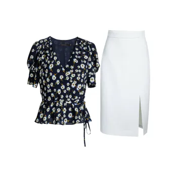 ROEYSHOUSE Skirt Set Women's Blue+White
