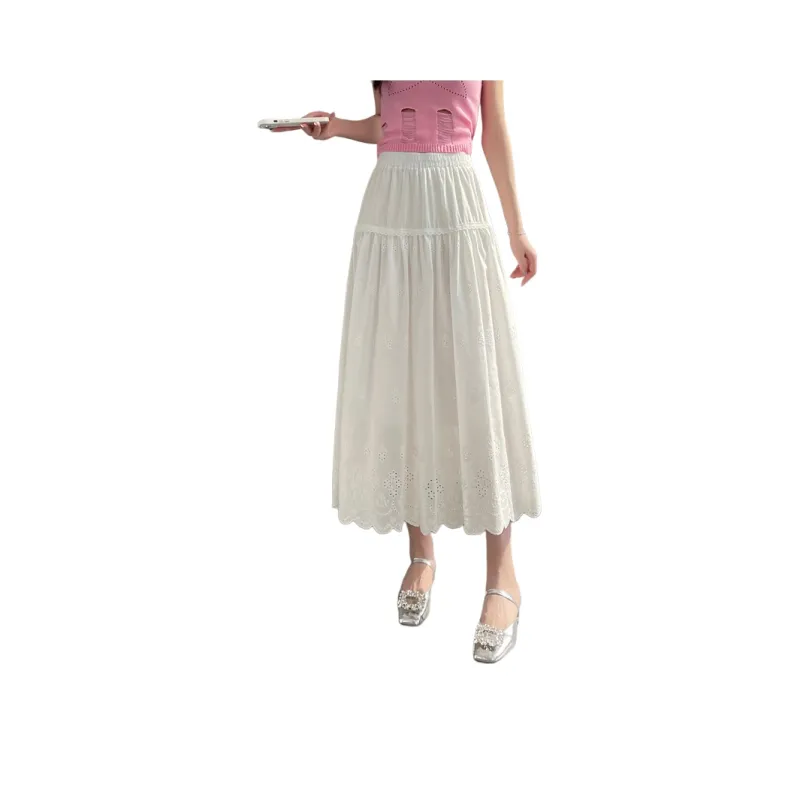 SITOL Casual Long Skirts Women's White-0