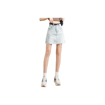 TERRE BLEUE Denim Short Skirts Women's Blue
