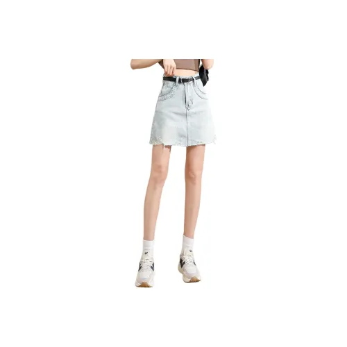 TERRE BLEUE Denim Short Skirts Women's Blue