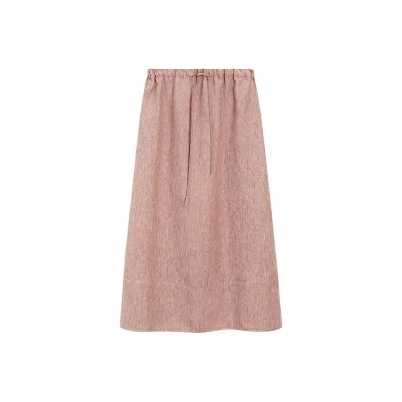 Massimo Dutti Casual Long Skirt Women's Pink-0